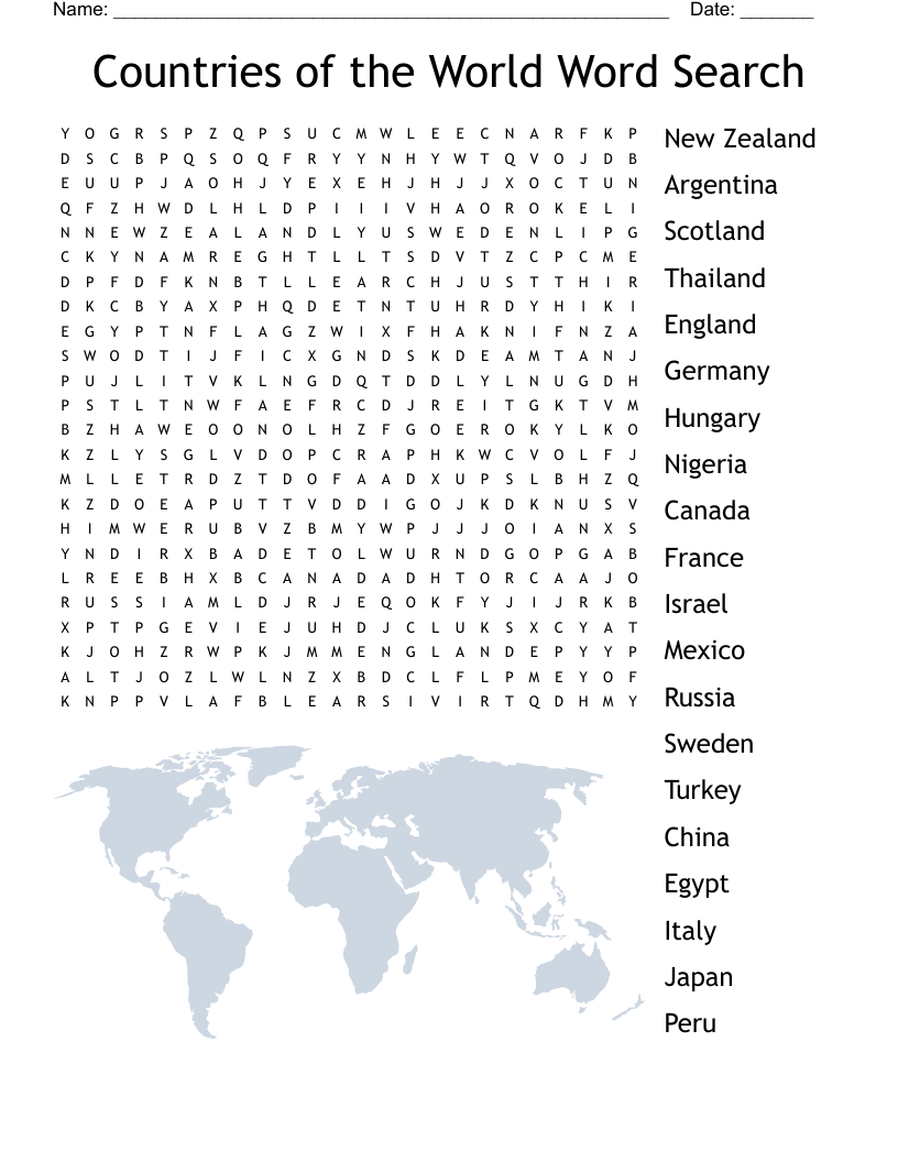 Countries of the World Word Search