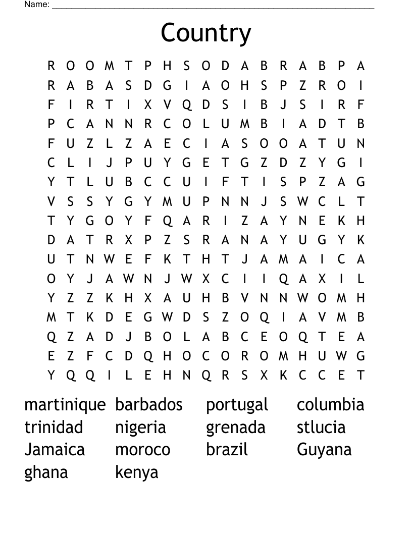 Country Word Search