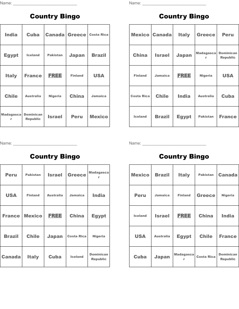 Country Bingo