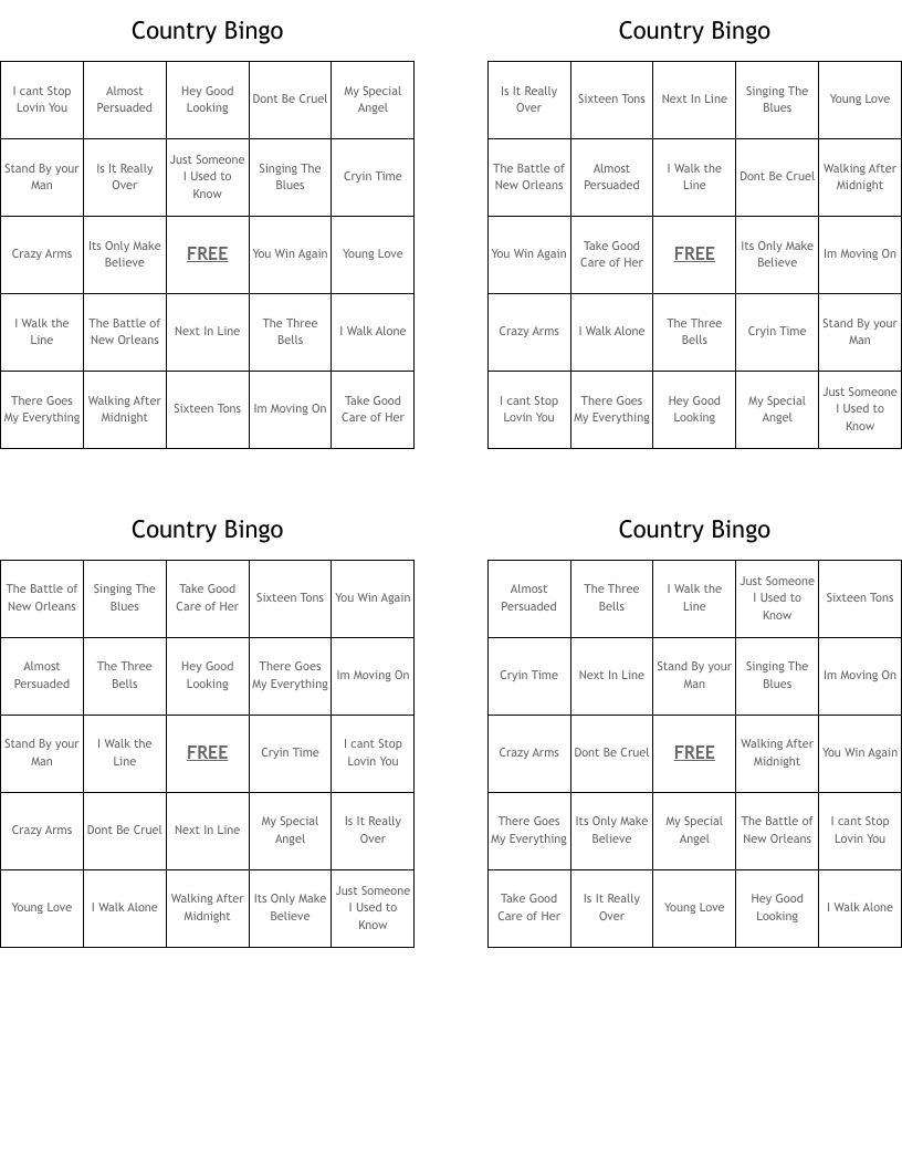 Country Bingo