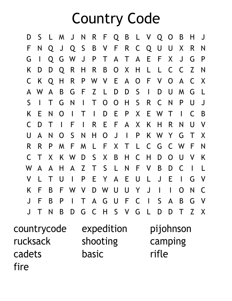Country Code Word Search