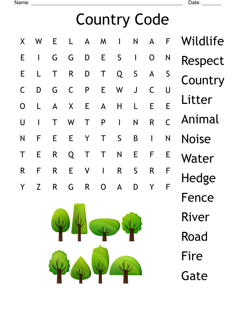 Country Code Word Search