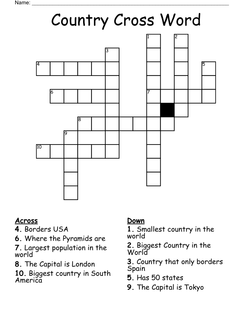 Country Cross Word