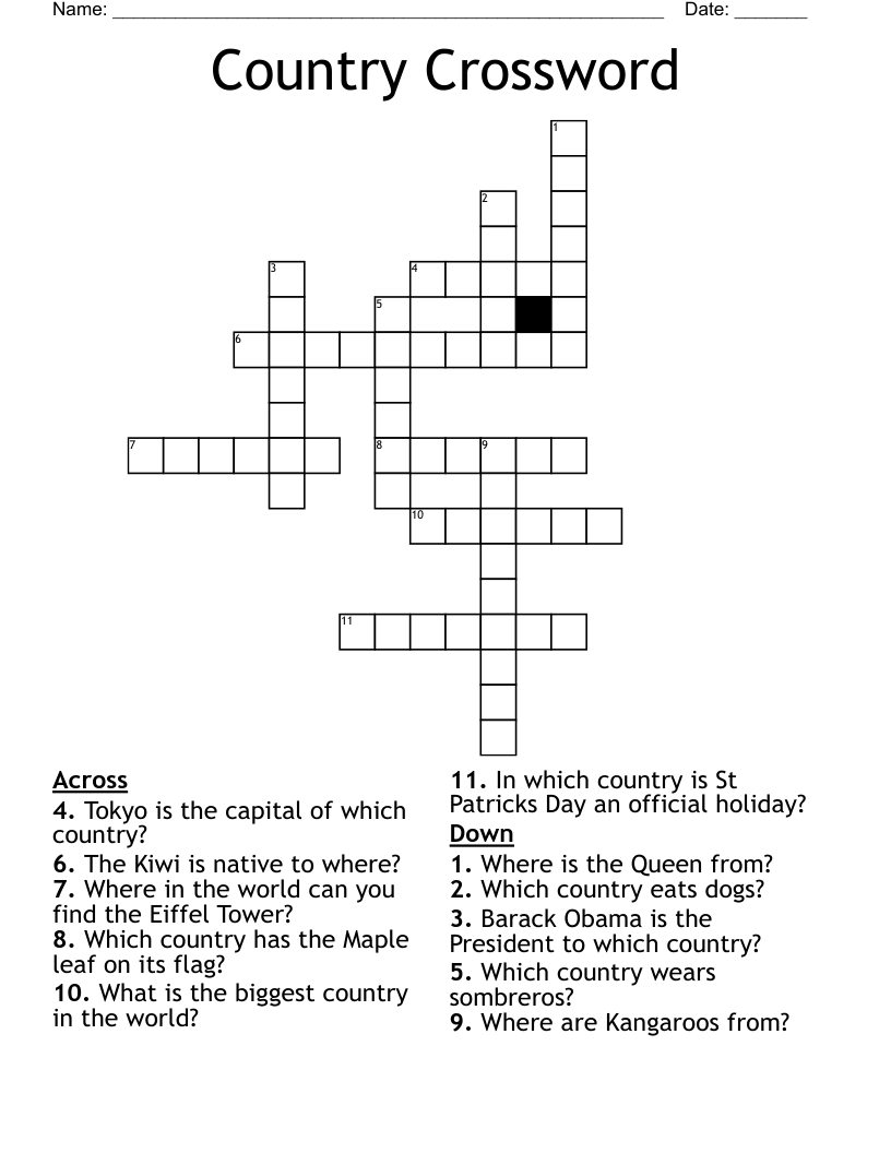 Country Crossword 