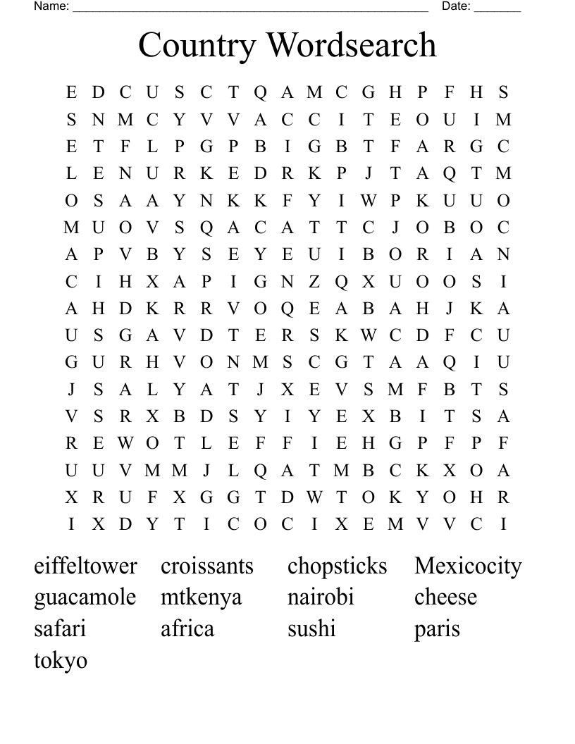 Country Wordsearch