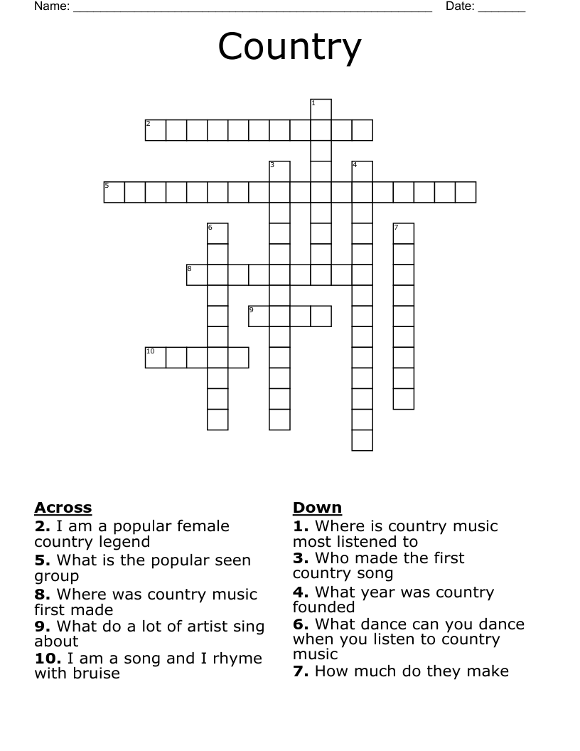 Country  Crossword