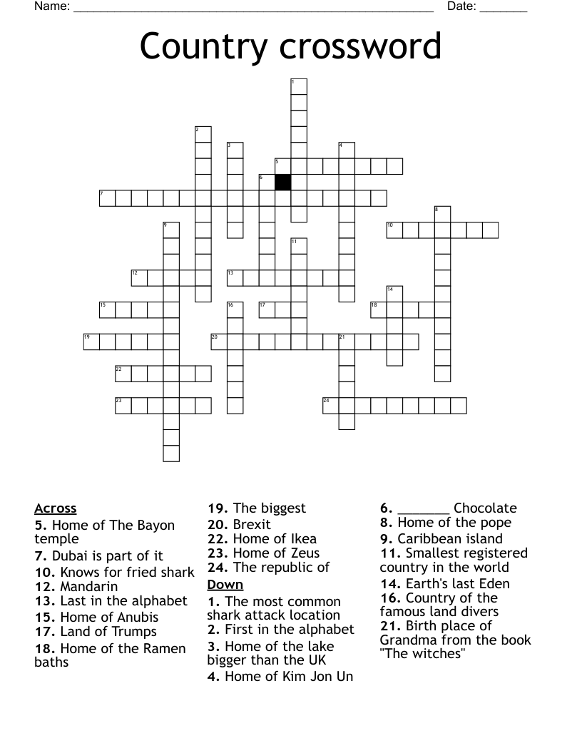 Country crossword
