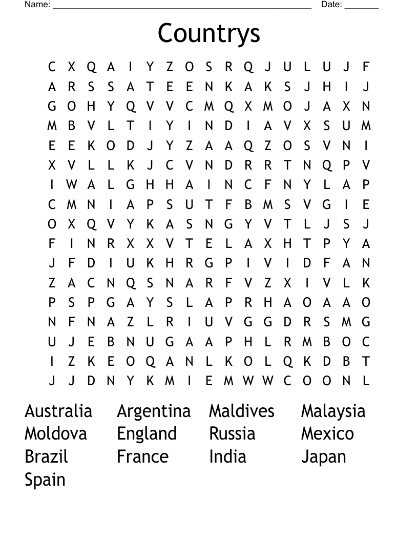 Countrys Word Search