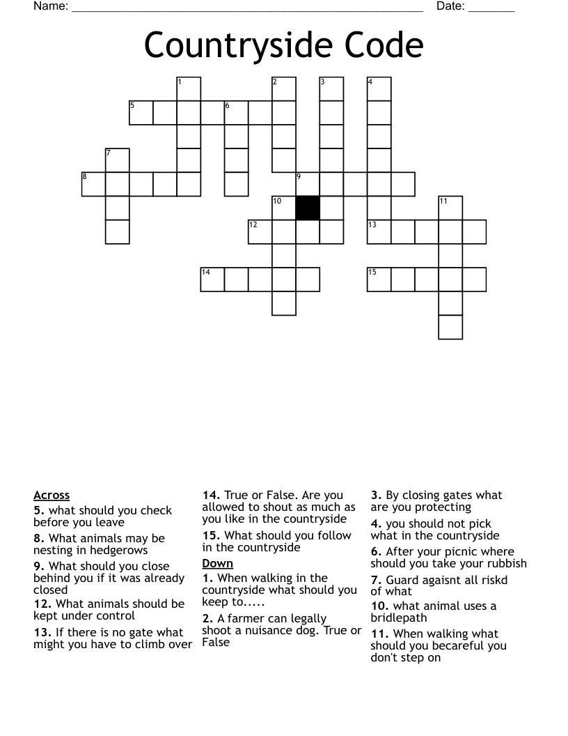 Countryside Code Crossword