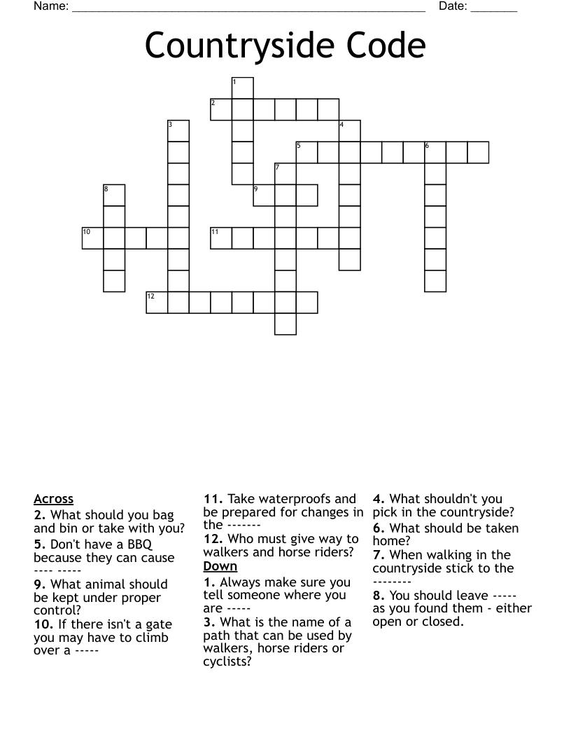 Countryside Code Crossword