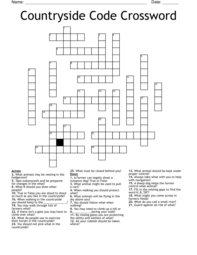 Countryside Code Crossword
