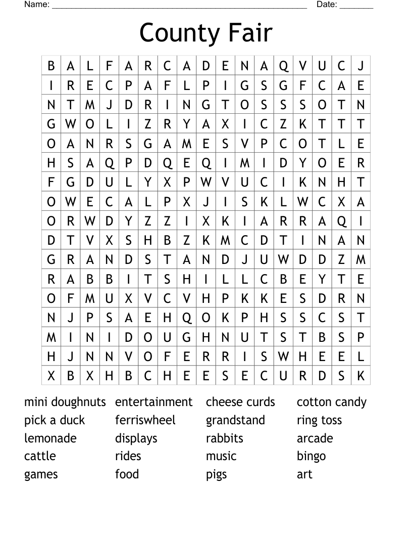County Fair Word Search