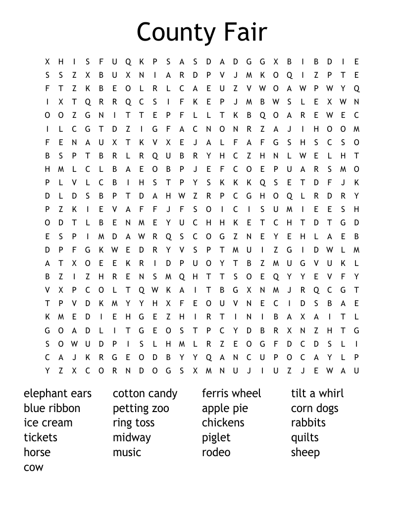 County Fair Word Search