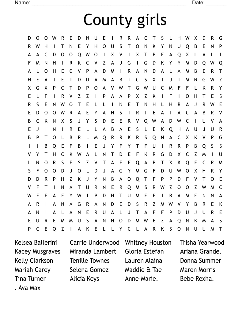 County girls  Word Search