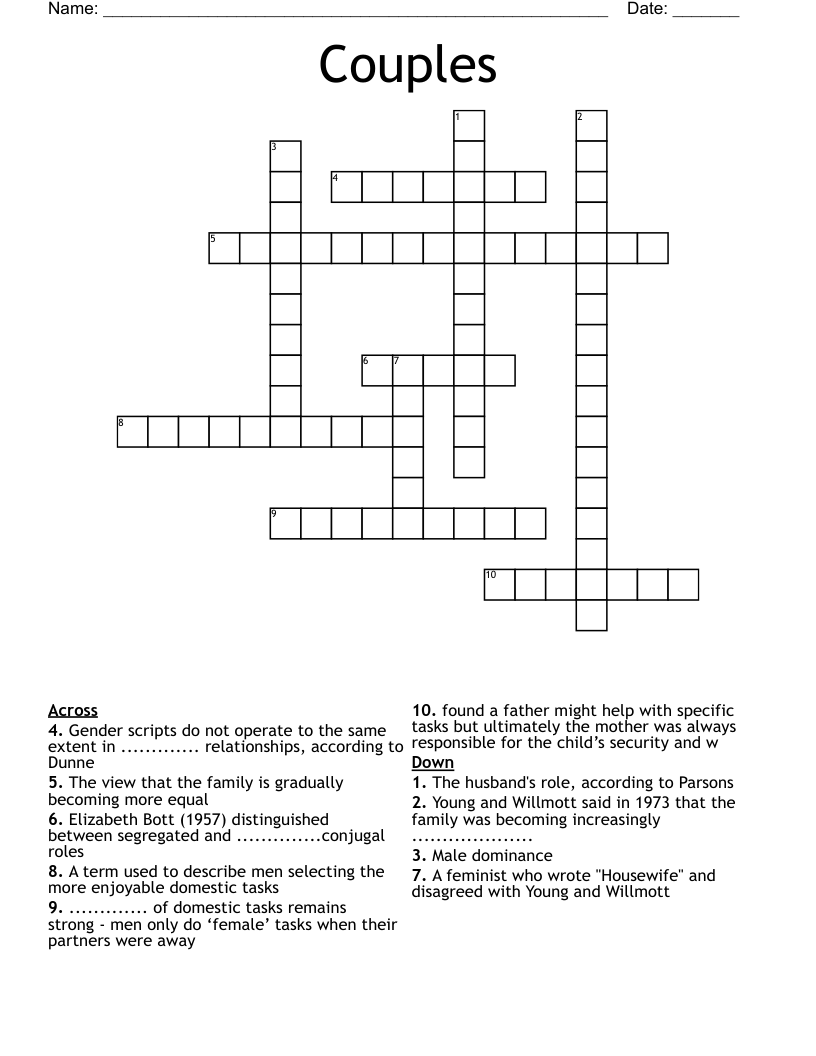 Couples Crossword