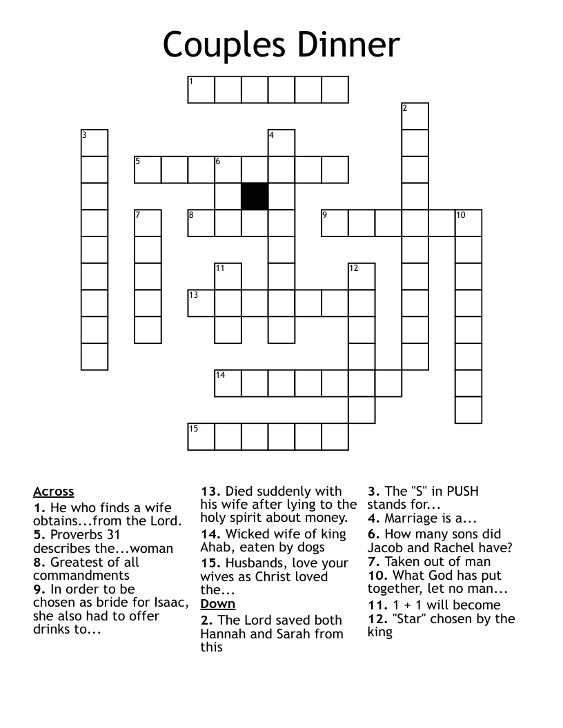Couples Dinner Crossword