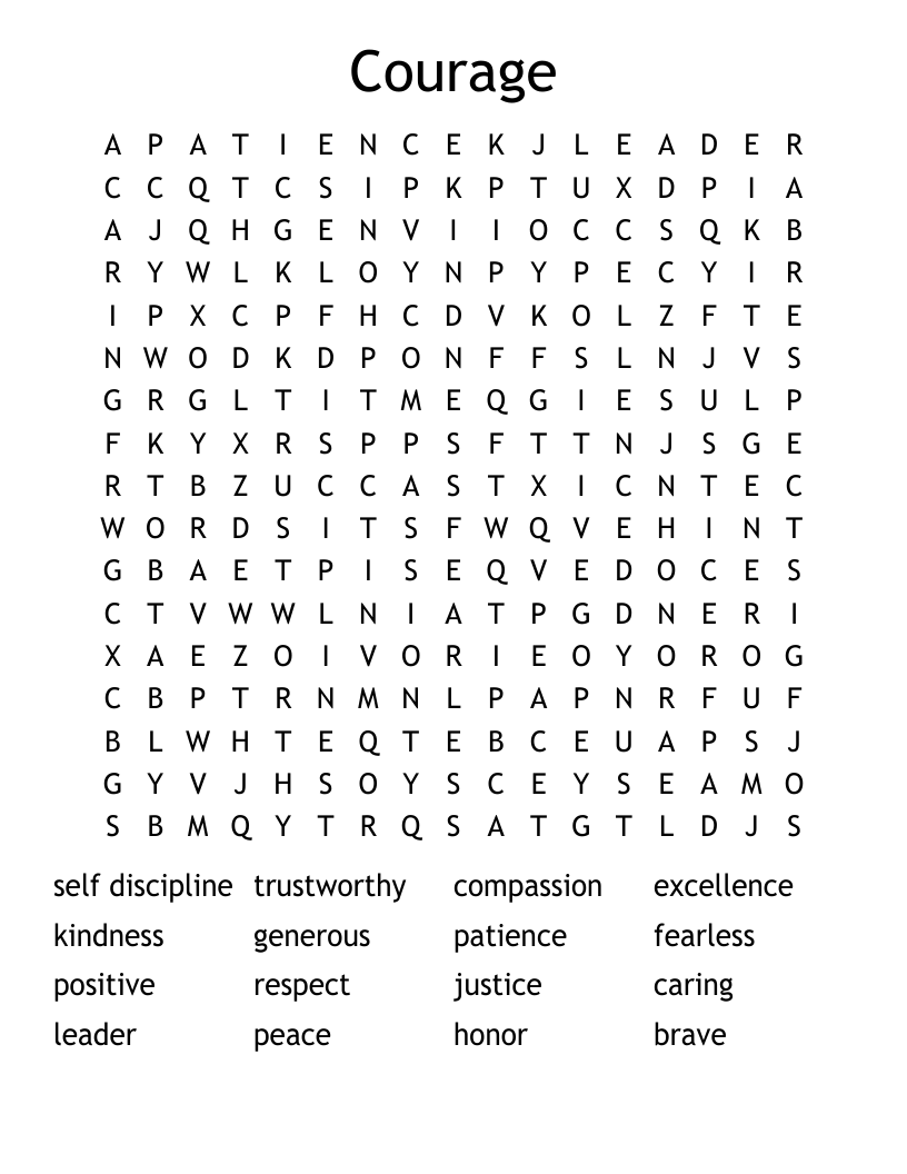 Courage Word Search