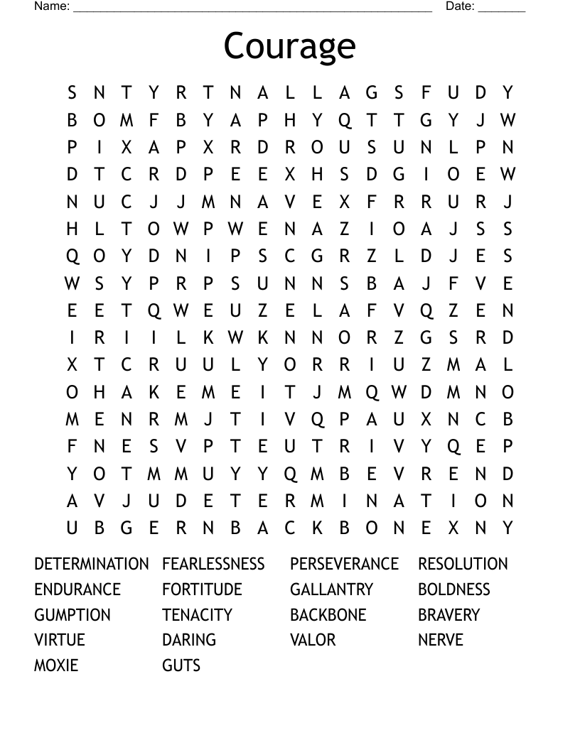 Courage Word Search