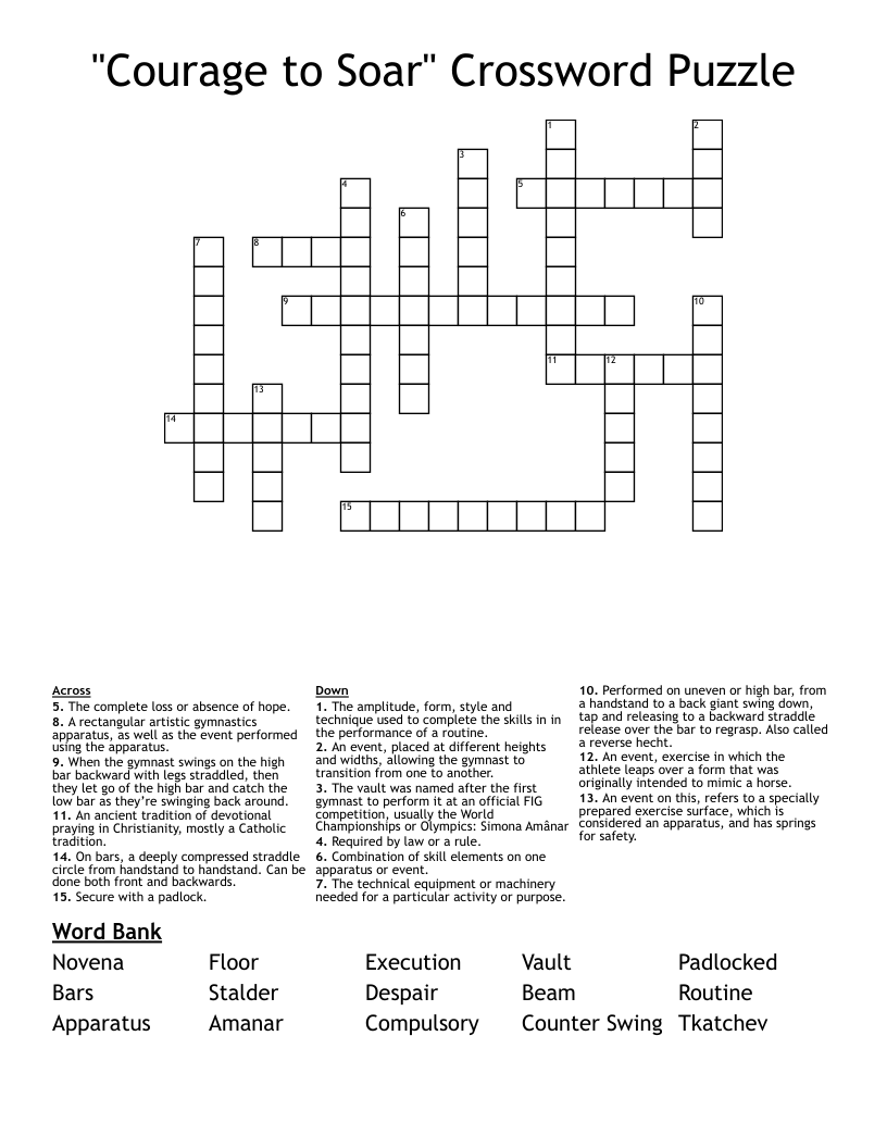 "Courage to Soar" Crossword Puzzle