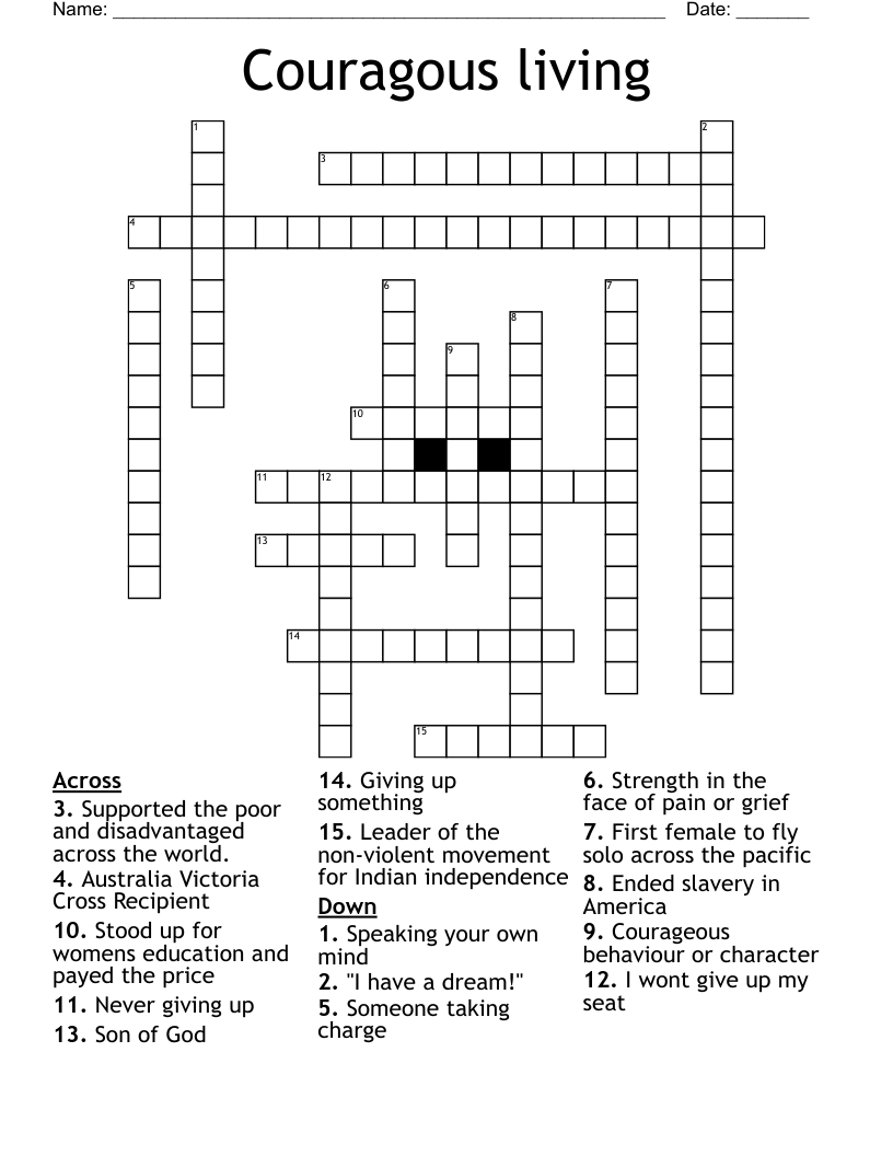 Couragous living Crossword
