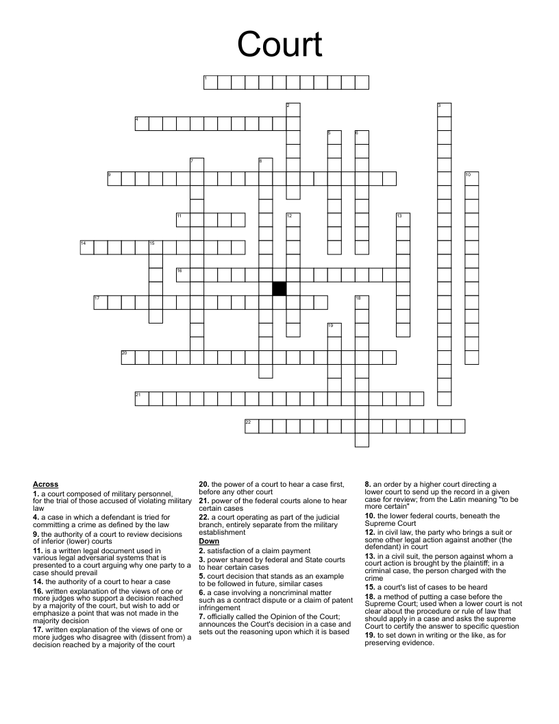 Court Crossword
