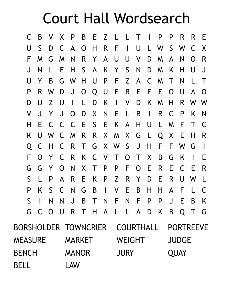 Court Hall Wordsearch