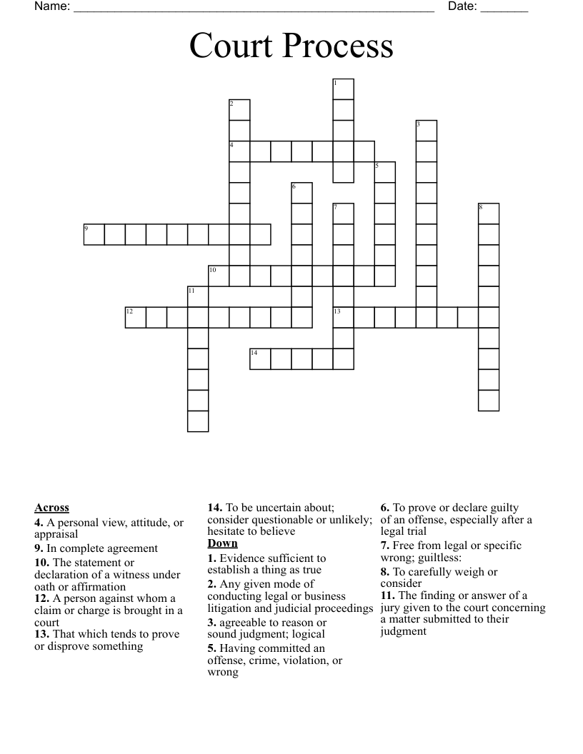 Court Process Crossword