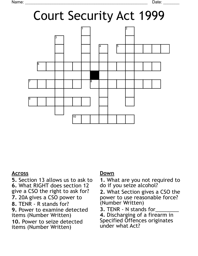 Court Security Act 1999 Crossword