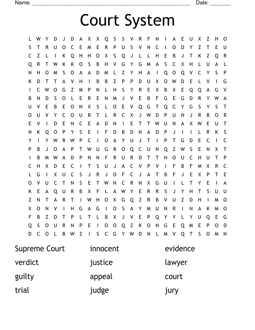 Court System Word Search