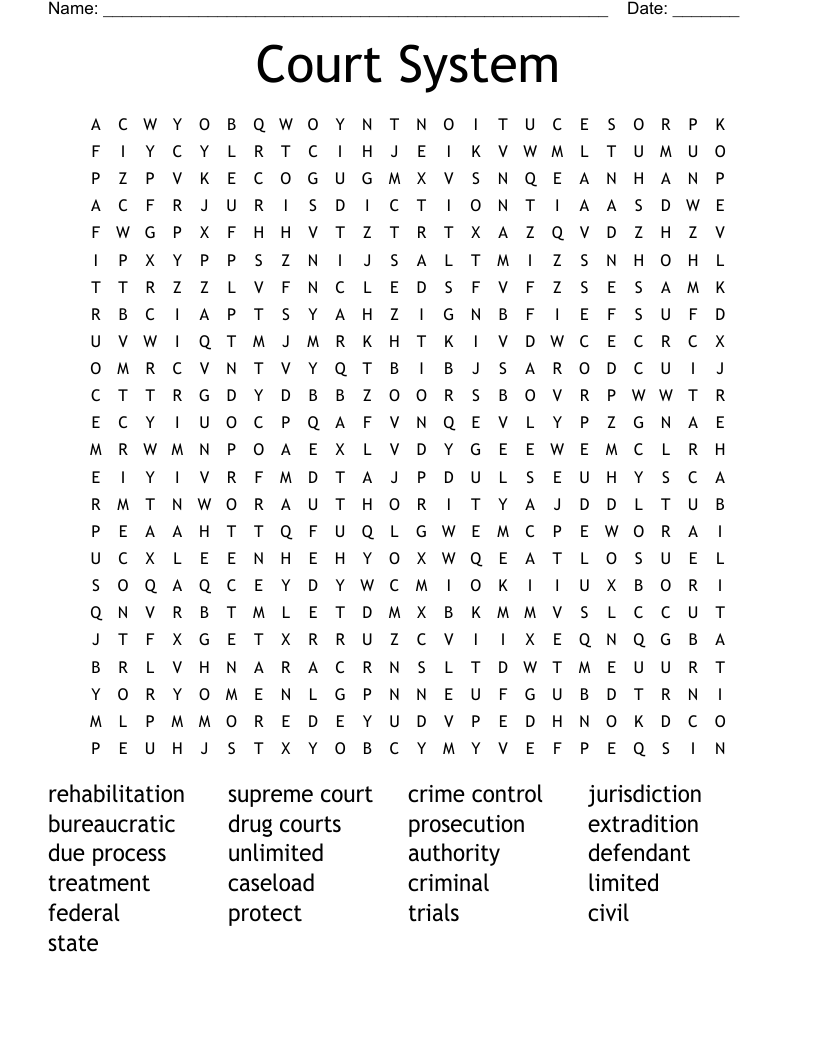 Court System Word Search