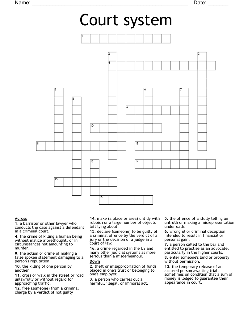 Court system Crossword