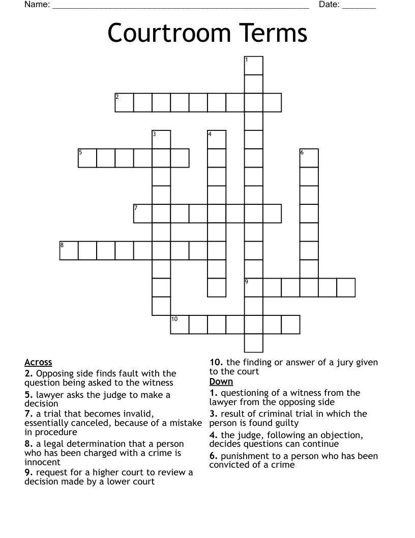 Courtroom Terms Crossword