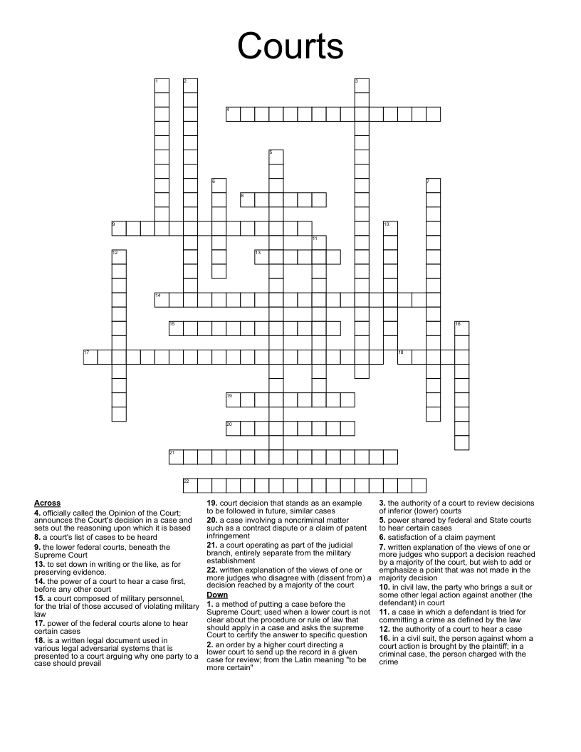 Courts Crossword