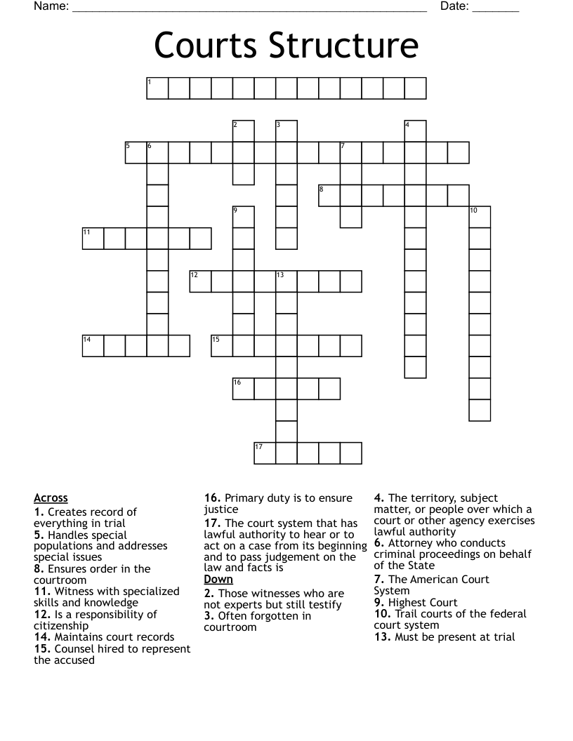 Courts Structure  Crossword