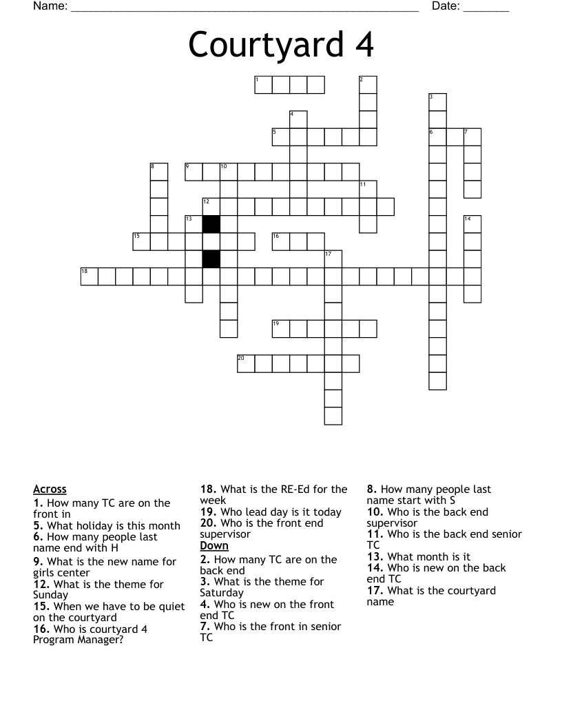 Courtyard 4 Crossword