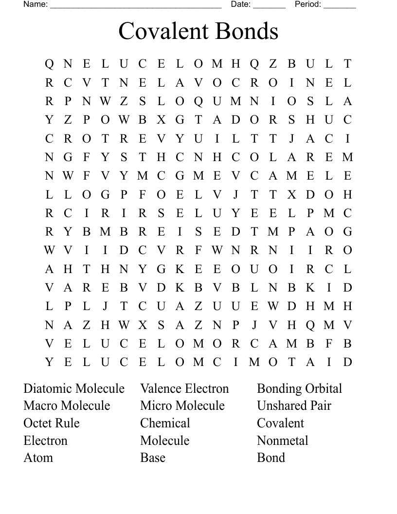 Covalent Bonds Word Search