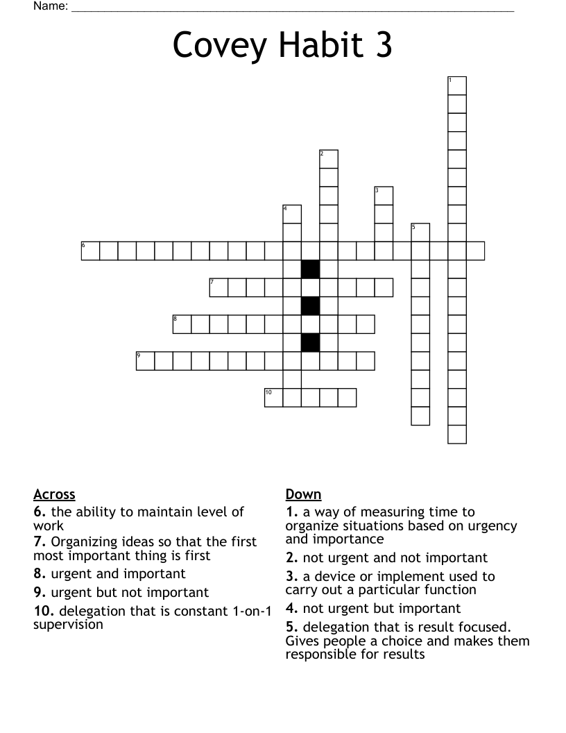 Covey Habit 3 Crossword