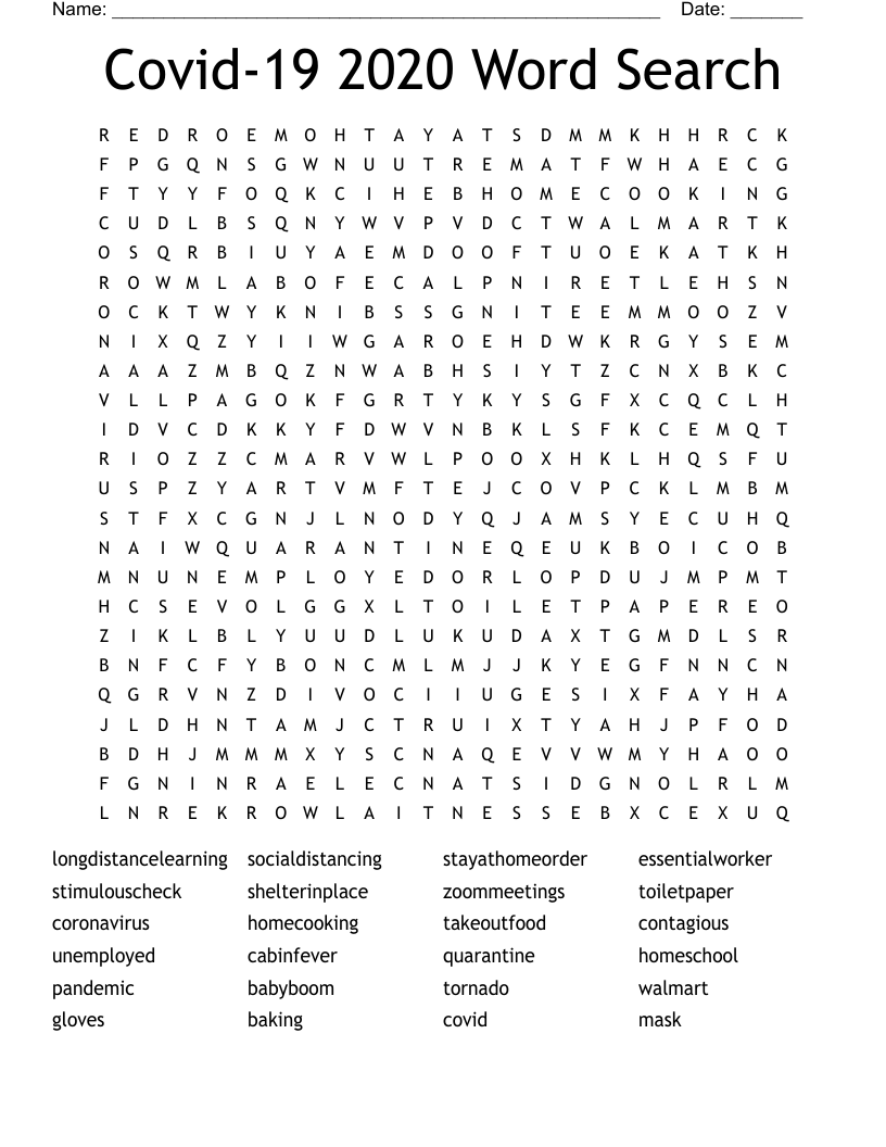 Covid-19 2020  Word Search