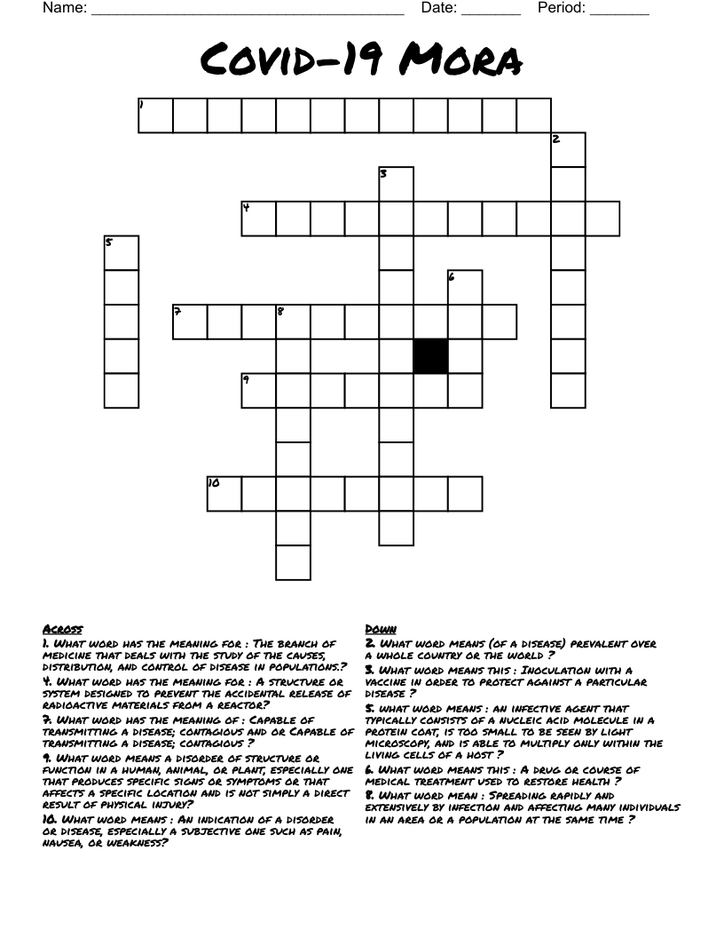 Covid-19 Mora Crossword