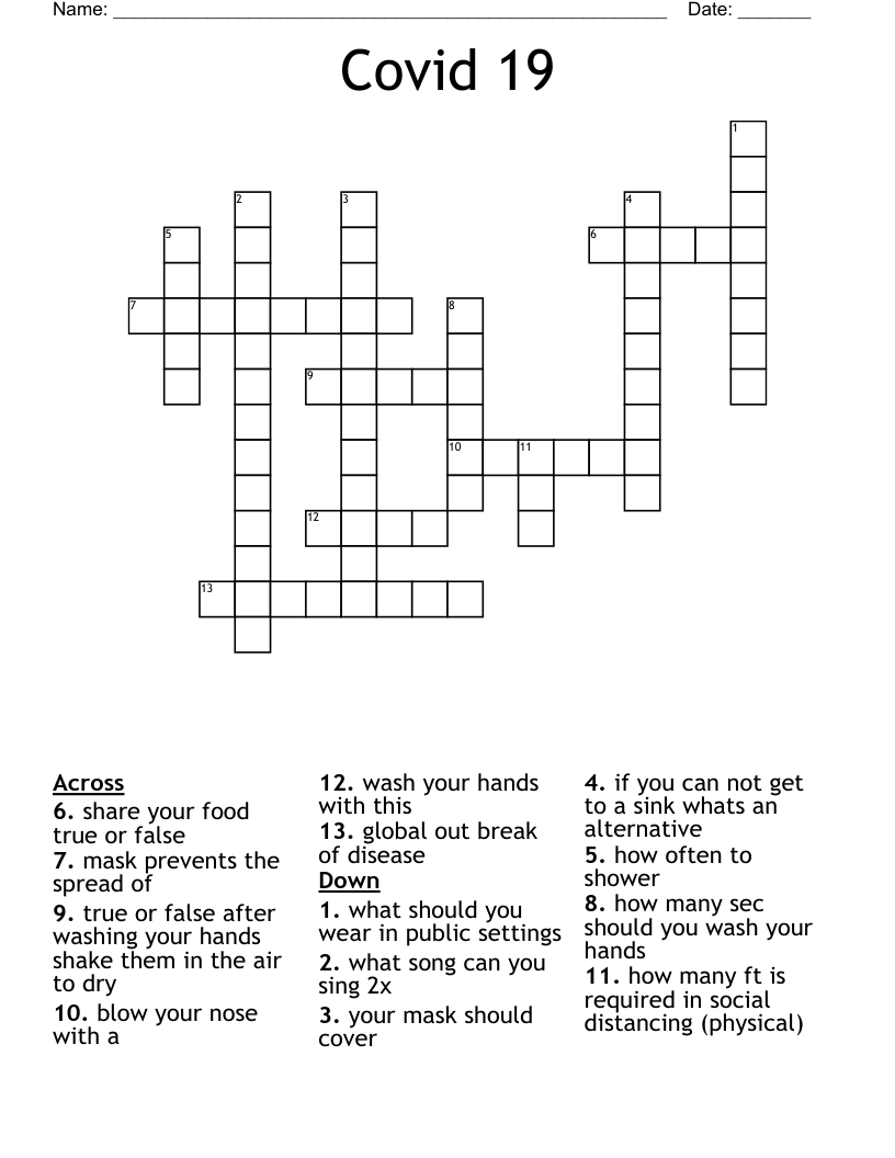 Covid 19 Crossword