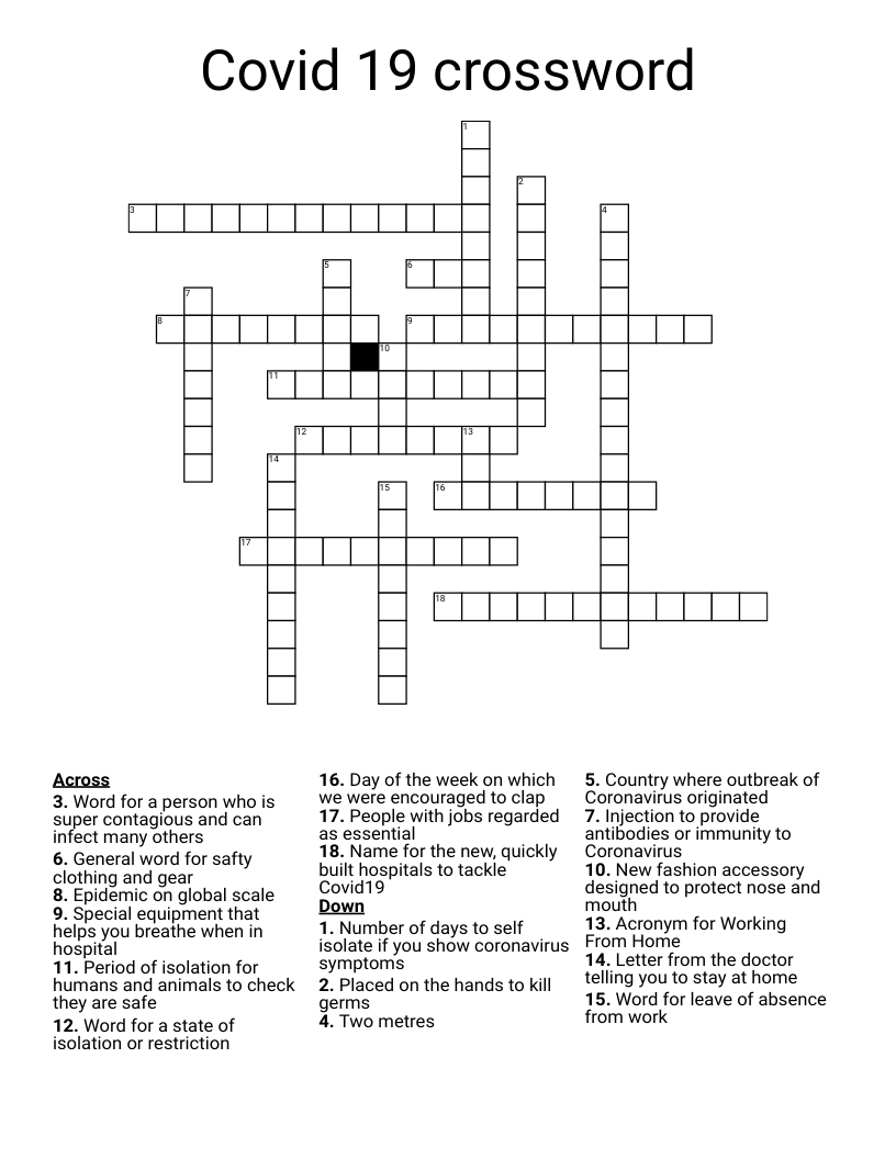 Covid 19 crossword