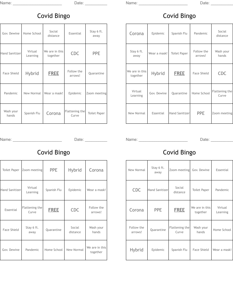 Covid Bingo