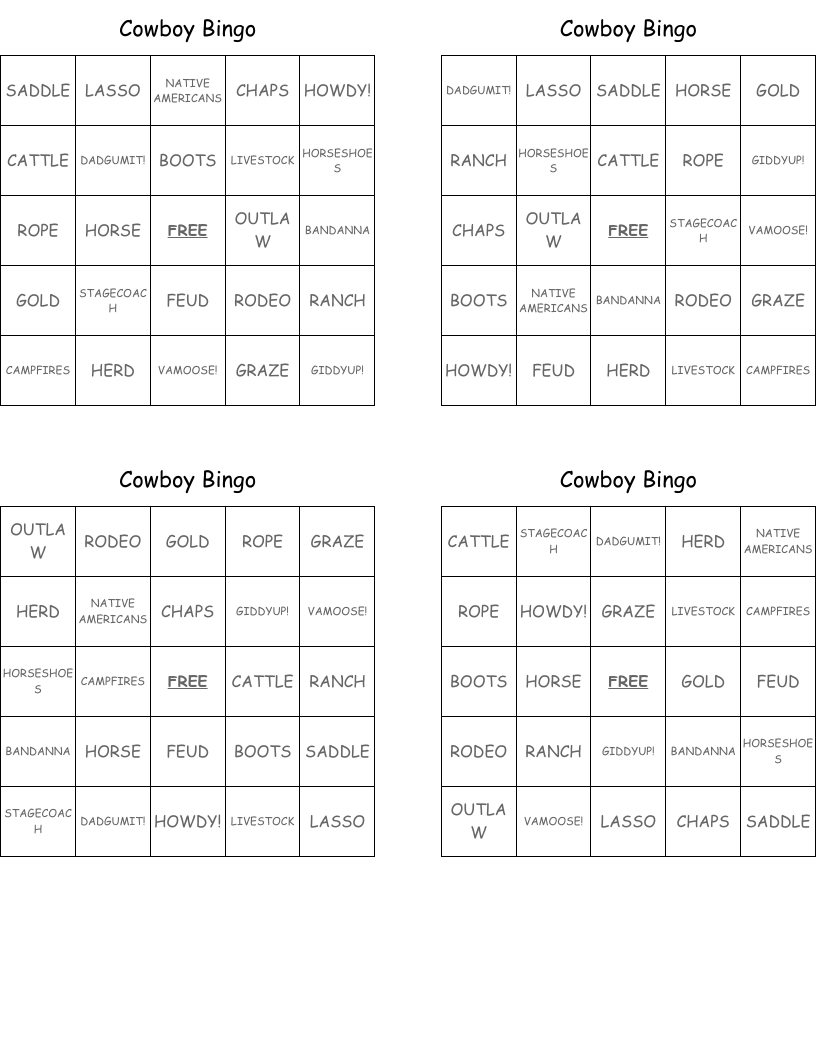 Cowboy Bingo