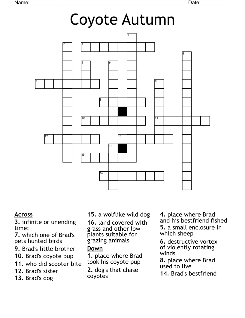 Coyote Autumn Crossword