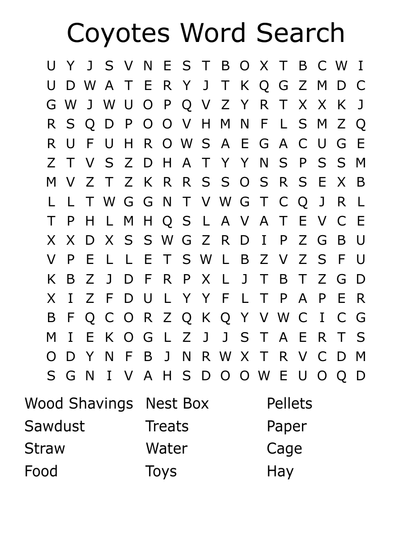 Coyotes Word Search