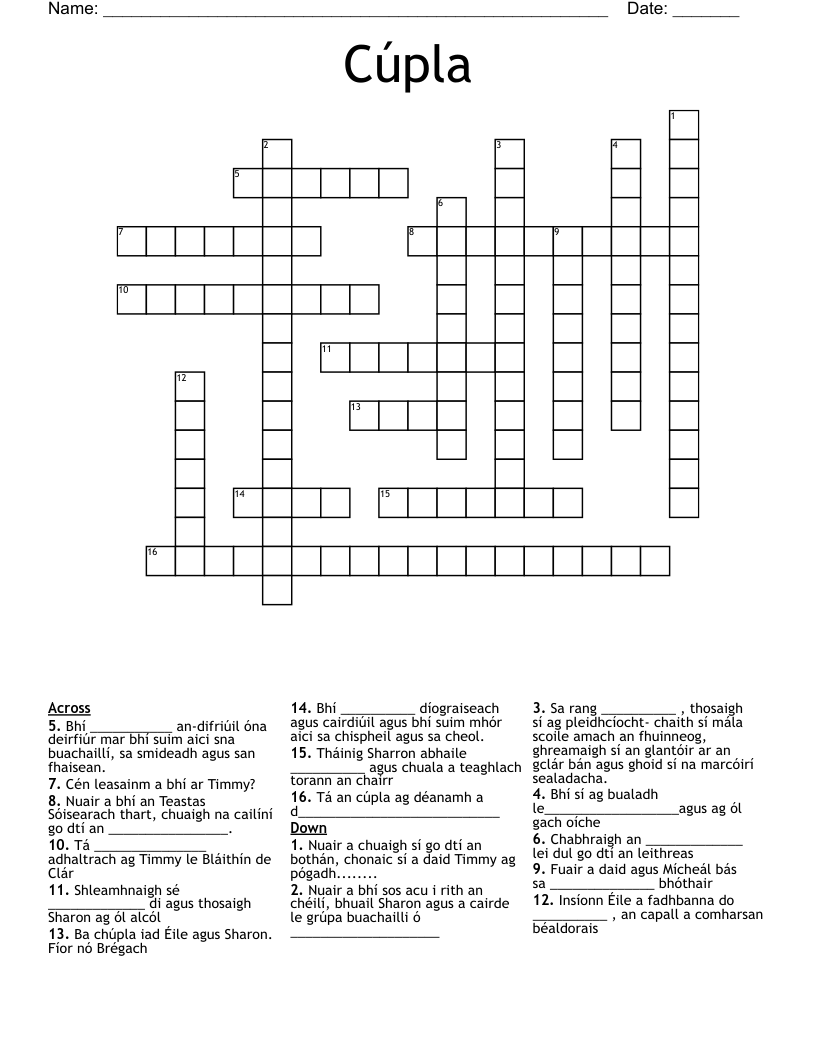 Cúpla  Crossword