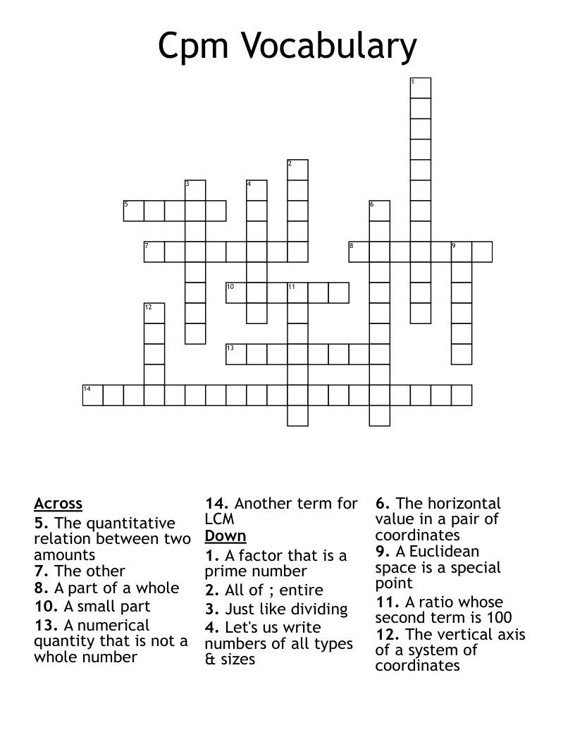 Cpm Vocabulary  Crossword