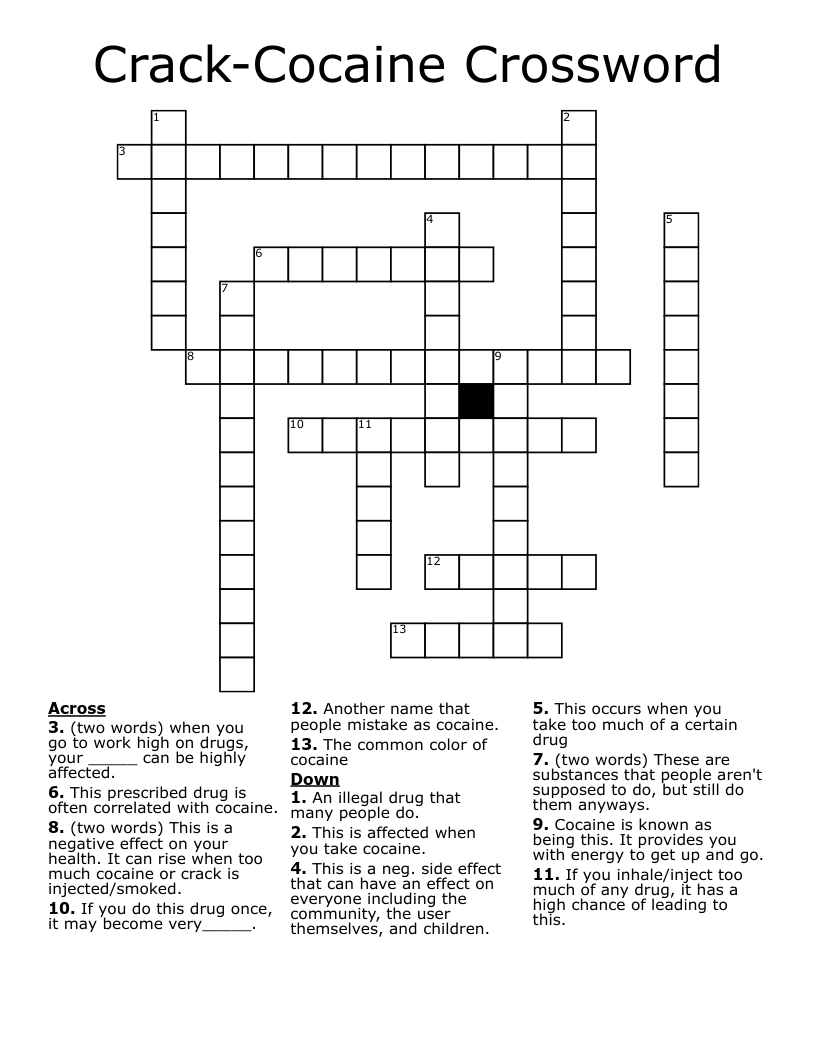 Crack-Cocaine Crossword 