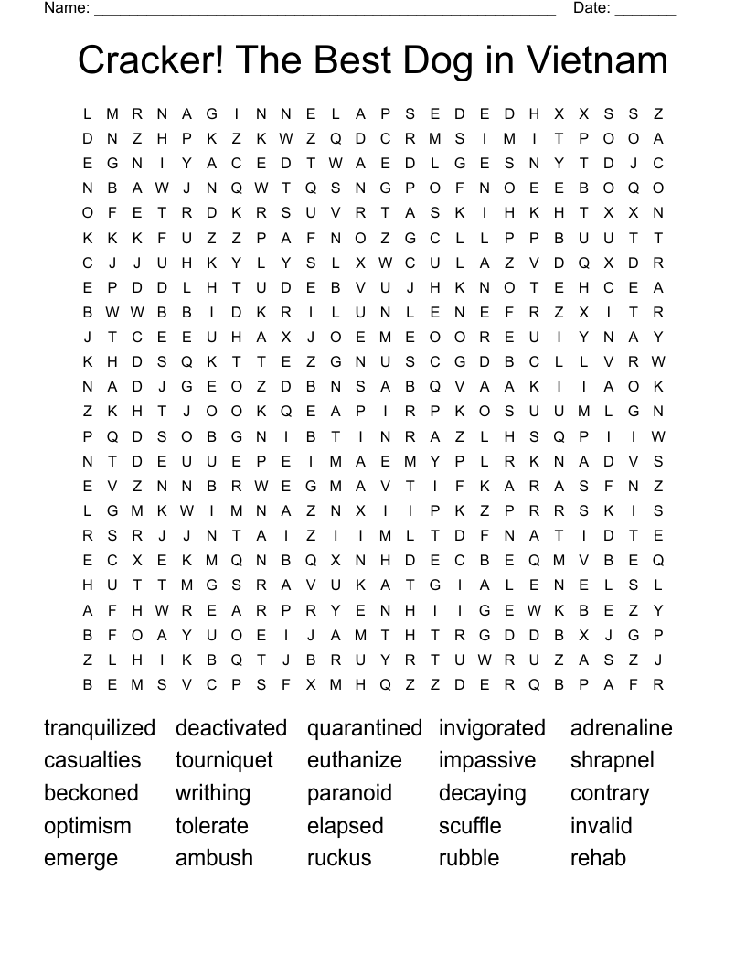 Cracker! The Best Dog in Vietnam Word Search