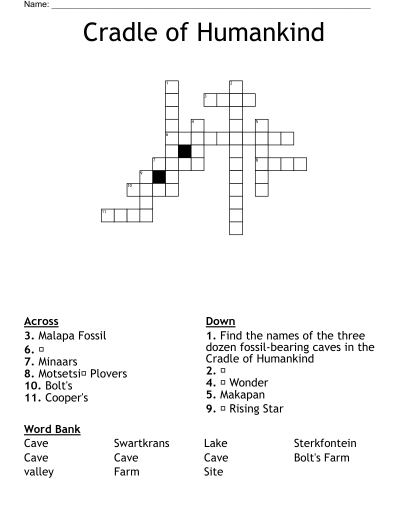 Cradle of Humankind Crossword